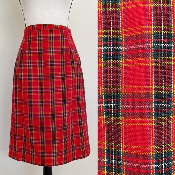 Vintage 70s Plaid Pencil Skirt - Picture 3 of 7
